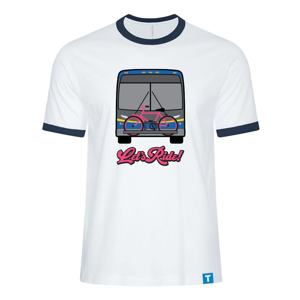 Bus Bike Ringer T-Shirt, White