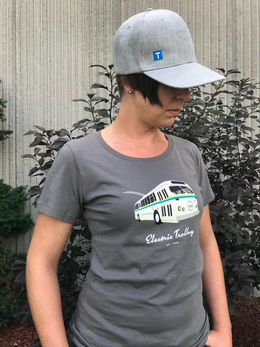 Vintage Electric Trolley Bus T-Shirt, Women's - Coal Grey