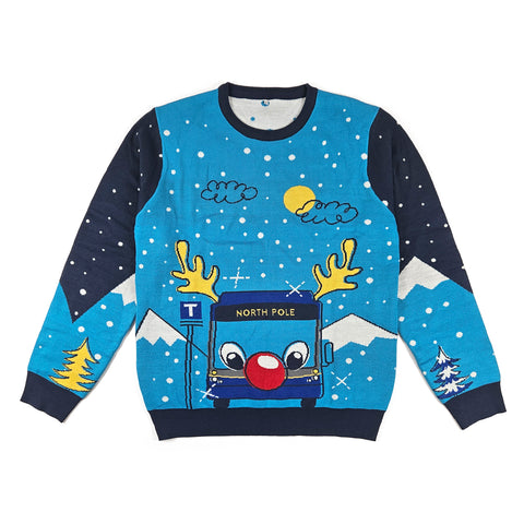 Reindeer Bus Holiday Sweater, Unisex