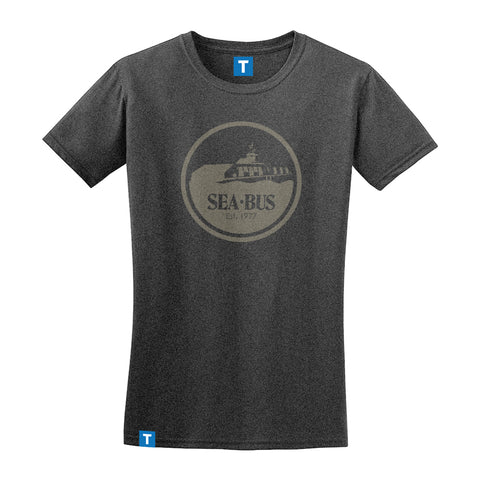 Women's Retro SeaBus T-shirt, Dark Grey with Cream Logo
