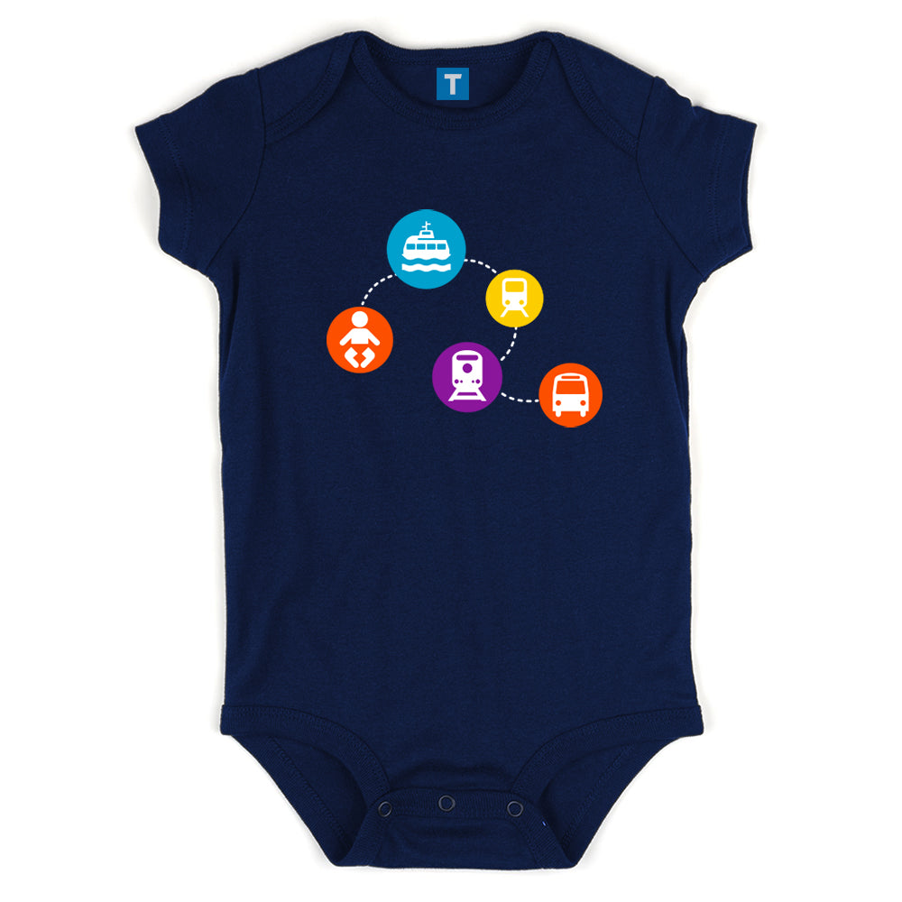 Wayfinding Icon Onesie, Navy