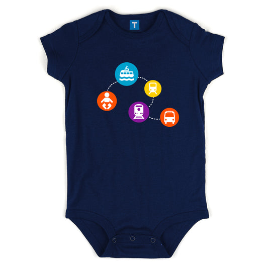 Wayfinding Icon Onesie, Navy