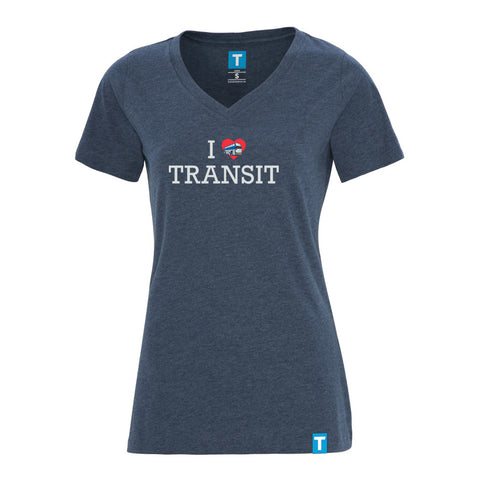 "I Love Transit" T-Shirt, Women's - Heather Navy