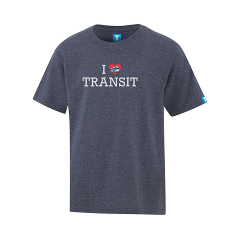 "I Love Transit" T-Shirt, Youth-Heather Navy